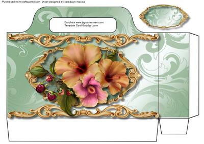 Lovely Green Tote Bage with Roses 