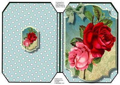 Print, Cut, and Fold Beautiful Roses in a Polka Dot Frame 