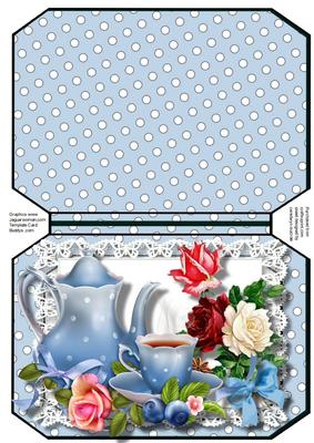 Print, Cut, and Fold, Teatime and Roses , Blue