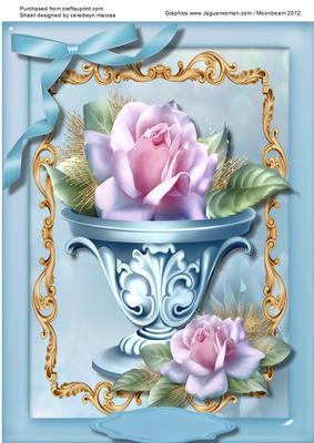 A4 Beautiful Blush Rose in a Ornate Bowl 