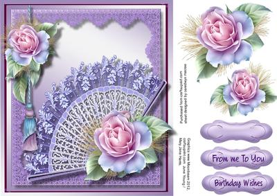 Beautiful Lilac Filigree Fan and Roses 