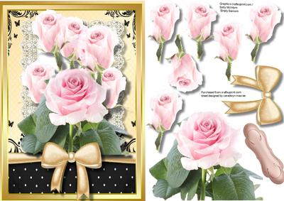 Beautiful Pink Roses on a Lace Square 