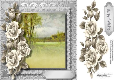 Beautiful Silver 8x8 Card with Roses