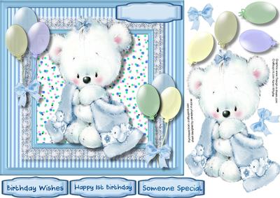 Littel Teddy with His Blue Blanket