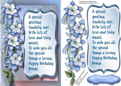 Beautiful Birthday Greetings with Verse in Blue