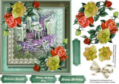 Beautiful Roses and Summer Scene .