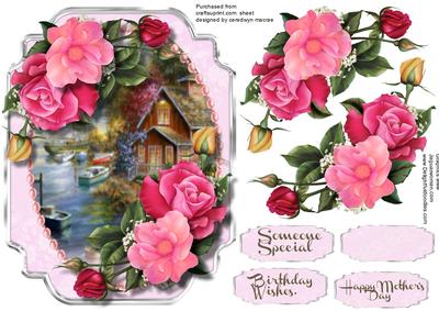 Beautiful Cerise Roses at the Water's Edge