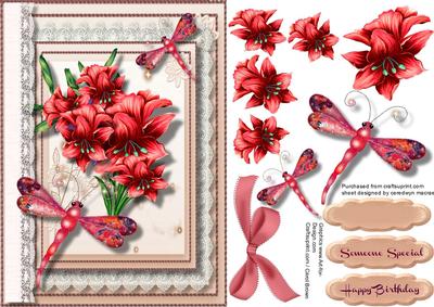 Beautiful Red Lillies and Dragonfly's