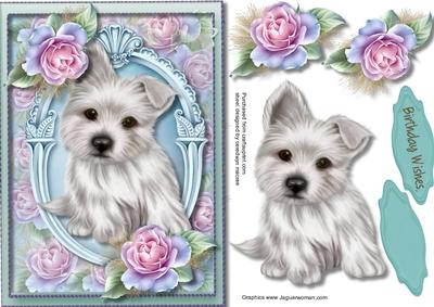 Lovely Cute Westie with Roses 