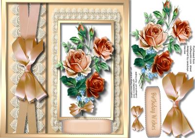 Beautiful Coffe Roses and Lace with Ribbon Bow , 4