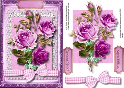 Beautiful Lilac Roses on Fine Lace 