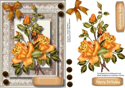 Beautiful Golden Roses on Fine Lace
