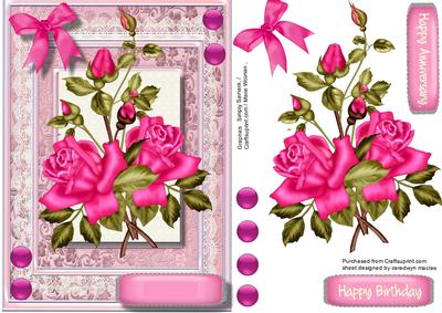 Beautiful Cerise Roses on Fine Lace