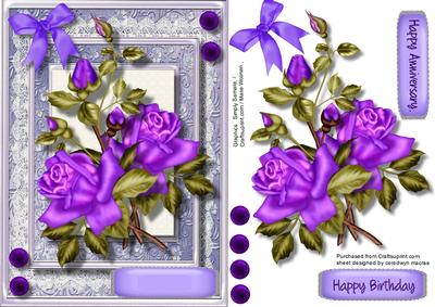 Beautiful Deep Lilac Roses on Fine Lace 