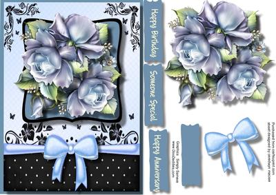 Lovely Blue Roses on Blue and Black Bracket