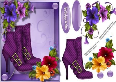 Beautiful Lilac Buckle Boot and Petunias 