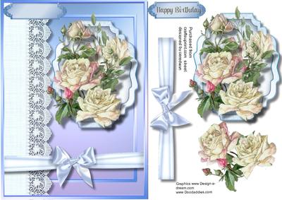 Cream Roses on a Lovely Plaque with Lace 