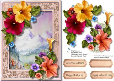 Beautiful Alpine Scene and Petunias