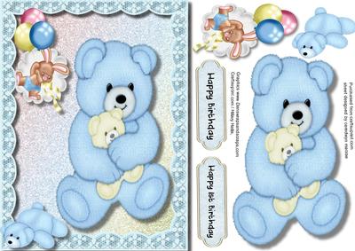 Lovely Blue Card for Teddy's Birthday