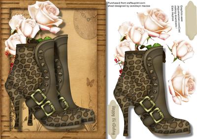 Beautiful Leopard Skin Buckle Boots and Cream Roses 