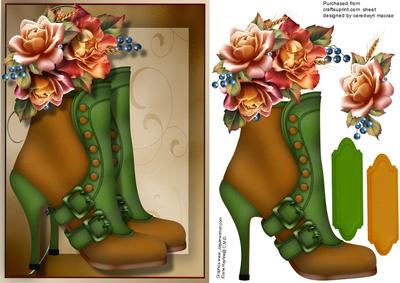 Beautiful Tan and Green Buckle Boots and Autumn Roses