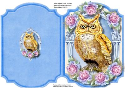 Print, Cut, and Fold, Beautiful Owl and Frosted Roses 