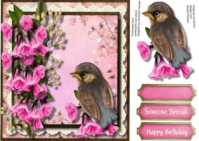 Beautiful Bell Flowers and Cute Bird 