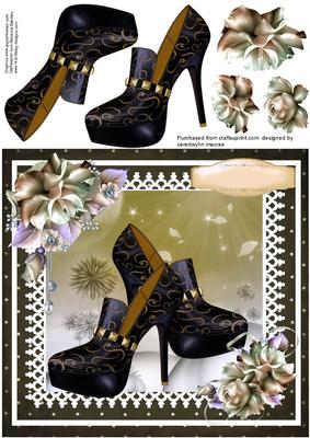 Beautiful Gold and Black Shoes and Roses 