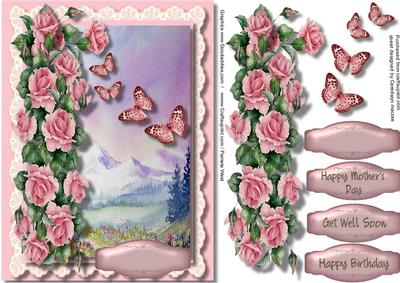 Beautiful Roses and Butterflys in a Alpine Meadow 