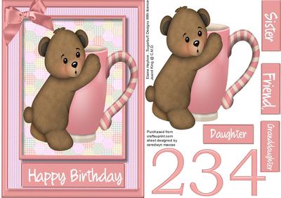 Little Teddy's Mug of Tea ( Pink )