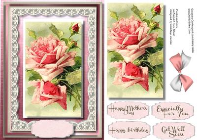 Beautifl Pink Roses and Cream Lace 