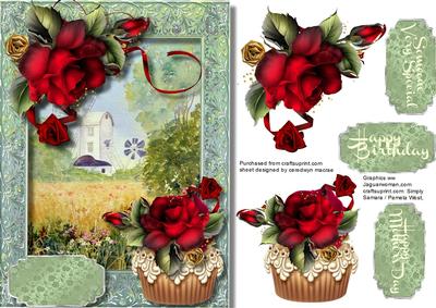 Beautiful Red Roses and Cupcake 