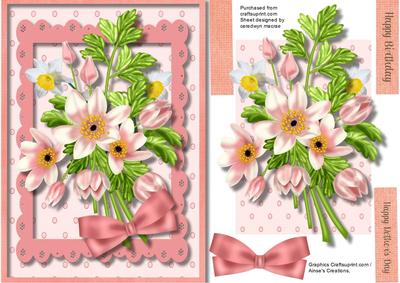 Lovely Spray of Flowers in a Scalloped Frame 