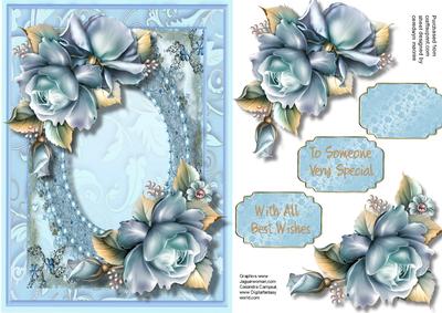 Beautiful Blue Roses in a Peal Frame 
