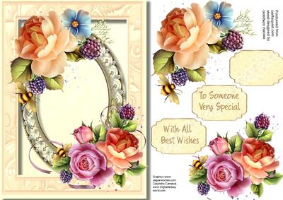 Beautiful English Roses in a Pearl Frame 