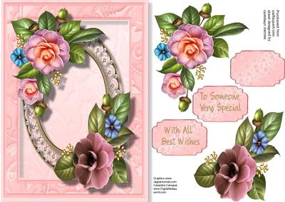 Beautiful Camelias on a Pearl Frame