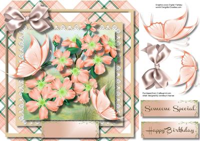 Beautiful Peach Blosson and Butterfly's