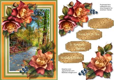 Beautiful Country Scene and Autumn Roses 