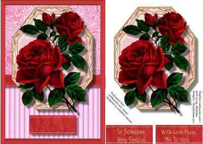 Beautiful Red Roses in a Pink Pearl Plaque 
