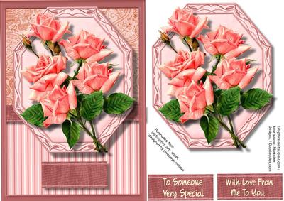 Beautiful Pink Roses on a Pink Plaque 