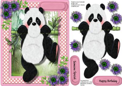 Lovely Pink Panda Swining on a Cane 