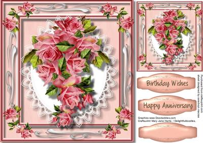 Beautiful Salmon Pink Rose Topper on Lace 