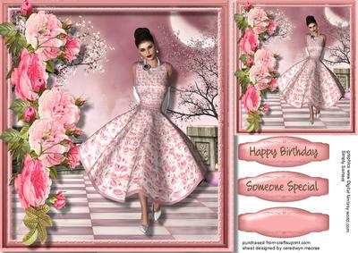 Beautiful Pink Polka Dot Dress and Pink Roses 