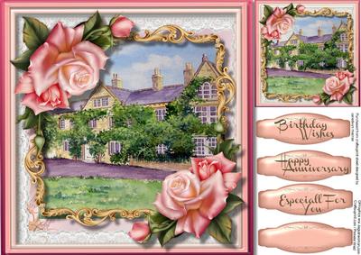 Beautiful 8x8 Scenic Card Topper and Roses