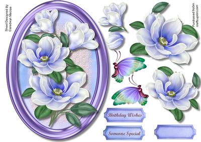 Beautiful Lilac Magnolias in a Oval Frame 