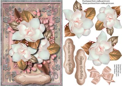 Beautiful Pink Camellia with Gold Leaves