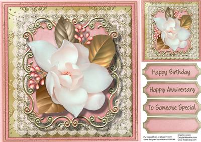 Beautiful 8x8 Magnolia and Gold Leaves