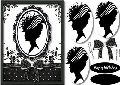 Beautiful Cameo Silhouette Lady , 3