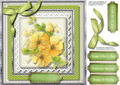 Beautiful 8x8 Card Front with Stunning Yellow Rose ,1