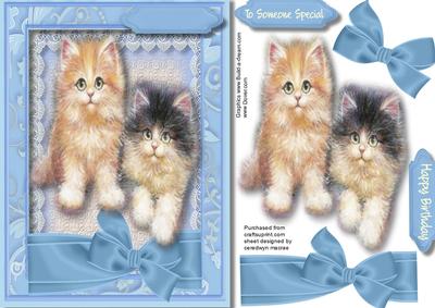 Two Beautiful Kitties in a Lace Frame 